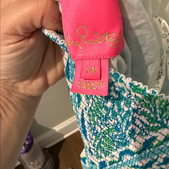 🌴 Lilly Pulitzer Hiedi Cotton Maxi Dress 💙💚 Size 14 so so pretty! ☀️☀️ - Picture 9 of 13